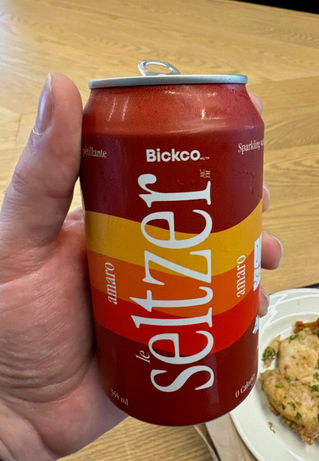 A can of amaro-flavored seltzer